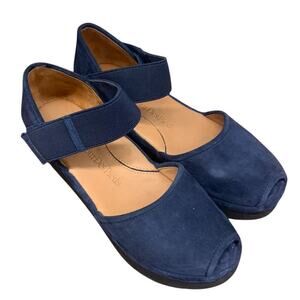 L'Amour Des Peids Amadour Suede Platform Sandals SZ 6.5 M Navy